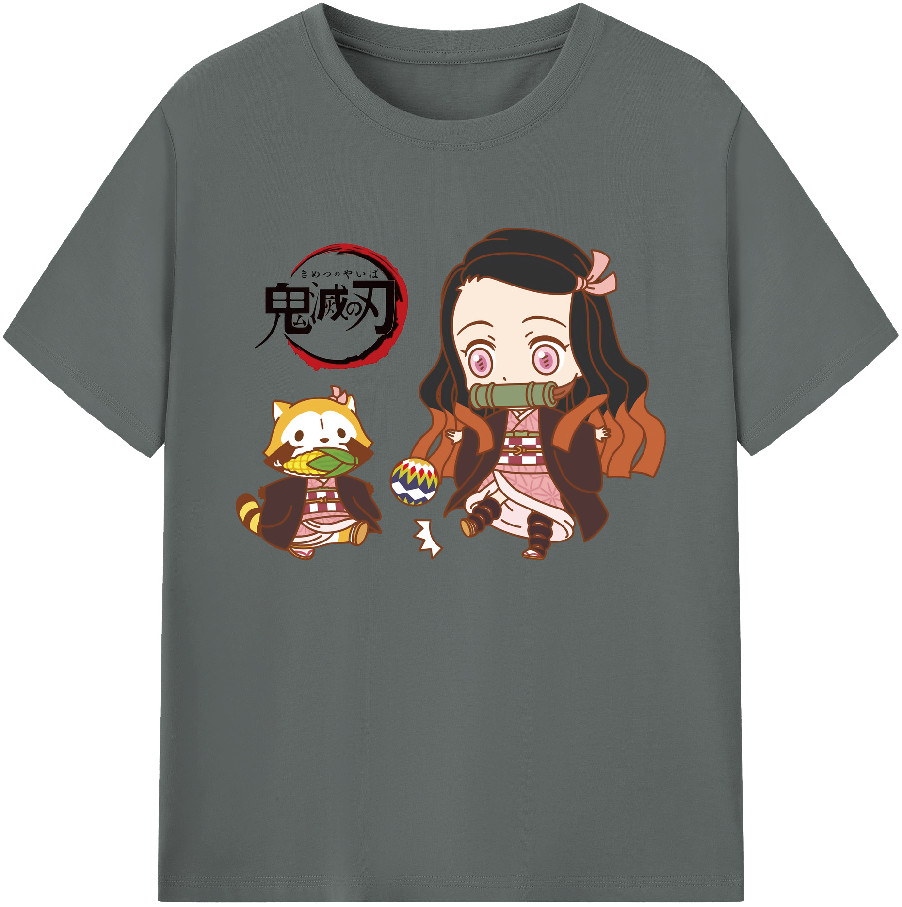 （画像用） 鬼滅の刃（きめつのやいば）竈門 禰󠄀豆子／かまど ねずこ Kamado Nezuko 綿100％ メンズ半袖Tシャツ｜肌触りやわらか＆通気性